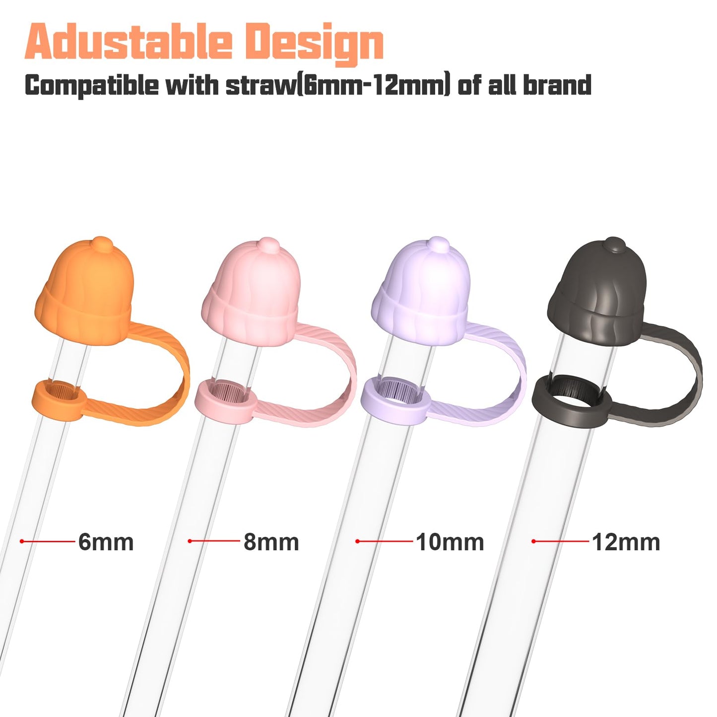 Adjustable Straw Cover for Stanley|Simple Modern|Yeti|Owala|Hydro Flask|Reduce|Maars|Meoky|MaxBase|Beast|Hydrapeak Cup, All Brand of Straw Accessories, Diameter 6mm-12mm, BPA Free, Dishwasher safe