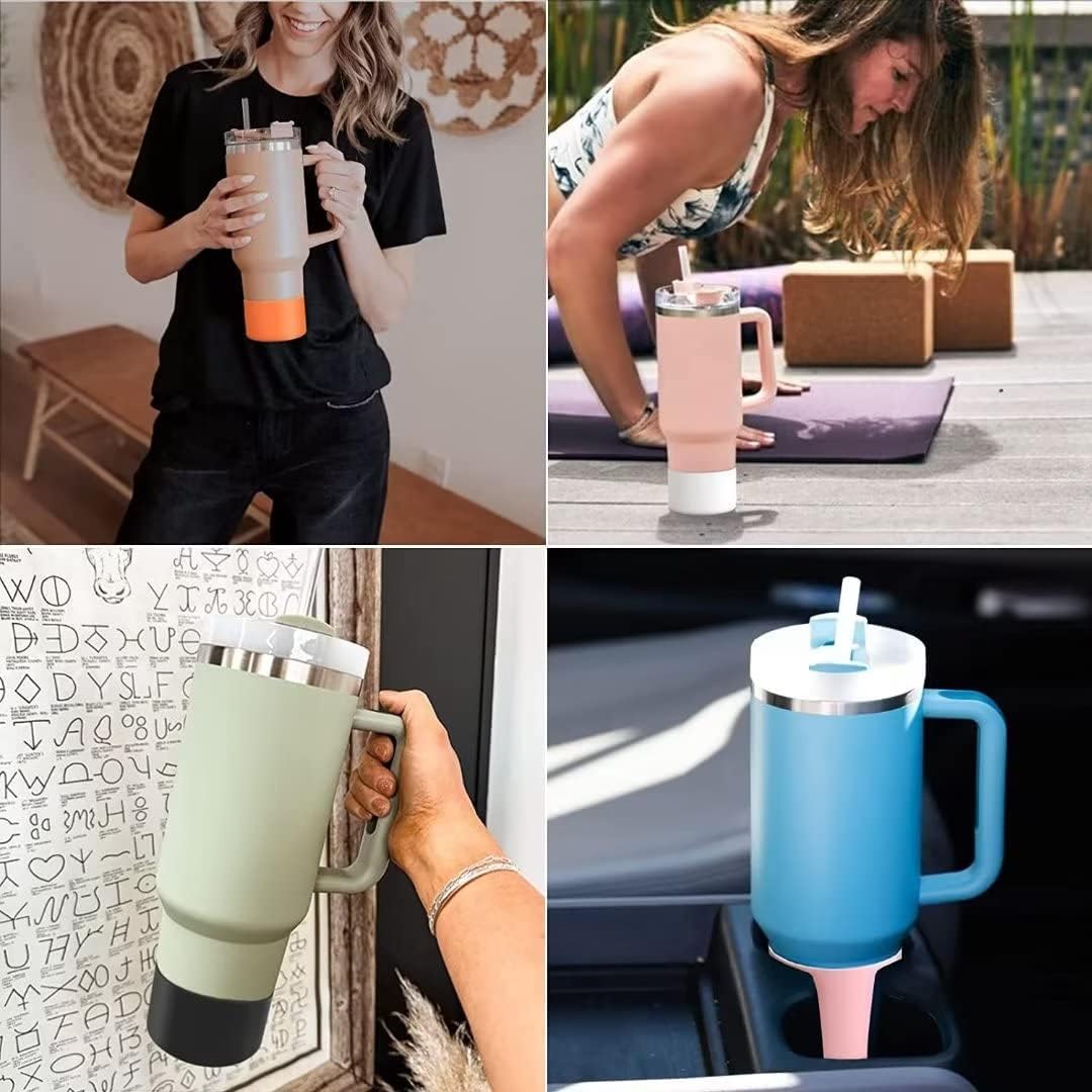 DBIW Boot for Hydro Flask 12-24 OZ Water Bottle/Stanley Tumbler, Bottom Boots for Hydroflask Sports Water Bottles, Silicone Bottom Cover Sleeve (Black-2 Pack, Fits Stanley Cups + Hydro 12-24 oz)