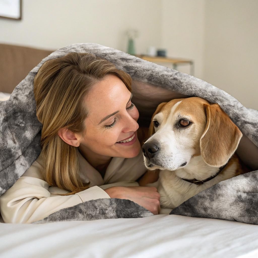 Krifey Oversized Faux Fur Blanket, Super Soft Cozy Blanket, Luxury Fluffy Throw Blanket Fuzzy Bed Throw, Plush Christmas Birthday Gifts for Women, Room Home Dorm Decor, Marbled Gray 60" x 80"