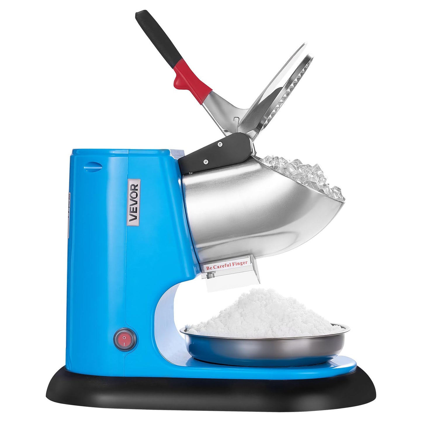 VEVOR Ice Crusher Machine, 220lbs Per Hour Electric 4 Blades Snow Cone Maker, Stainless Steel Shaved Ice Machine with Bowl and Cover, 300W 1400RPM Ice-Shaver for Home and Commercial Use, Blue