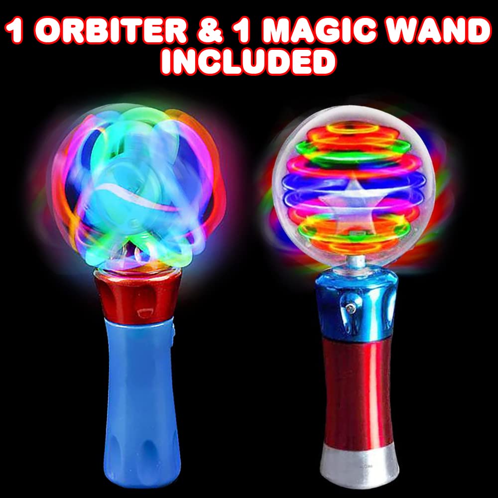 ArtCreativity Light Up Magic Ball Wand & Spinning Light Wand Set – LED Light Spinner Wands for Kids, Includes Flashing Light Up Spinner, Thrilling Colors, and Batteries Included