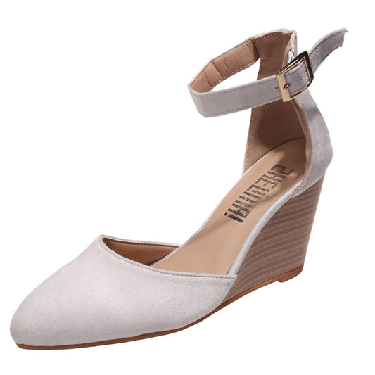 Women's Close Toe Espadrilles Wedge Sandals, Comfort Strappy Platform Slides Sandals Comfy Walking with Arch Support 02_Beige, 42