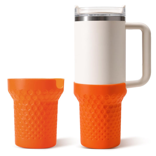 Thxbag Silicone Boot for Stanley Cup 30 oz, Red Tall Rubber Cup Bottom Protector Sleeve for Stanley Quencher H2.0 FlowState Tumbler 30oz & Adventure Quencher Tumbler (30 oz & 20 oz, Orange)