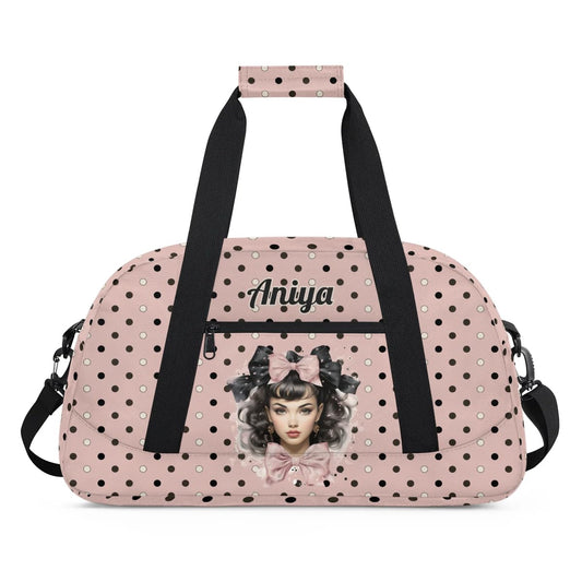 Personalized Gym Bag for Kids Girls, Bow Knot Girl Custom Small Duffel Bag with Padded Handles Carry On Weekend Travel Bag for School Practice Ball Games