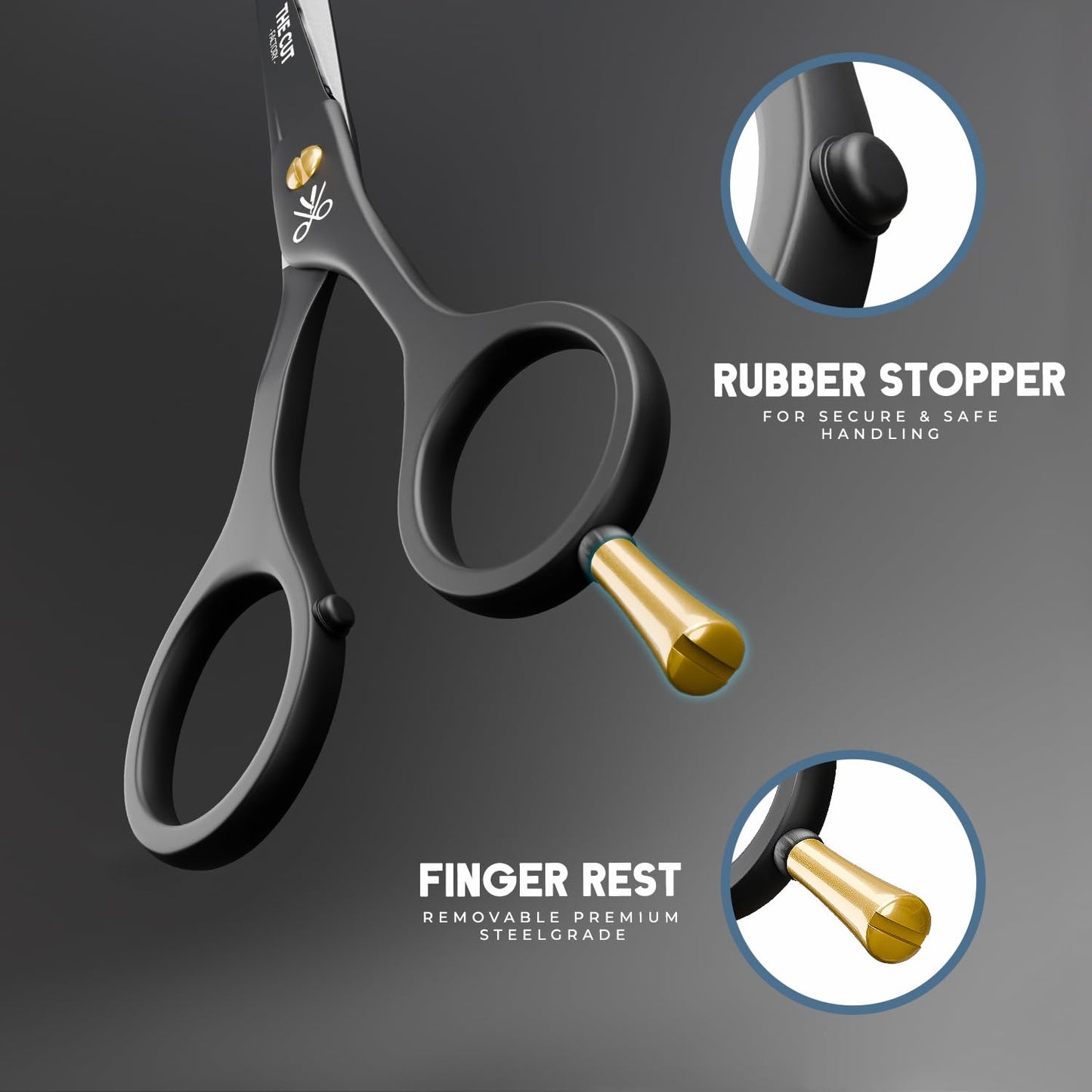 "The Cut Factory- 6.5” Professional Hair Scissors - High Carbon 420 Stainless Steel Hair Cutting Scissors, Ultra-Sharp Barber Shears for Salon & Home - Ergonomic for Men, Women, Kids & Babies"