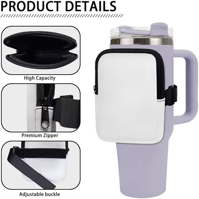 Axolotl Stanley Cup Pouch with Adjustable Strap Water Bottle Storage Bag for 40oz IceFlow Tumbler Pouch for Stanley Accessories Purple