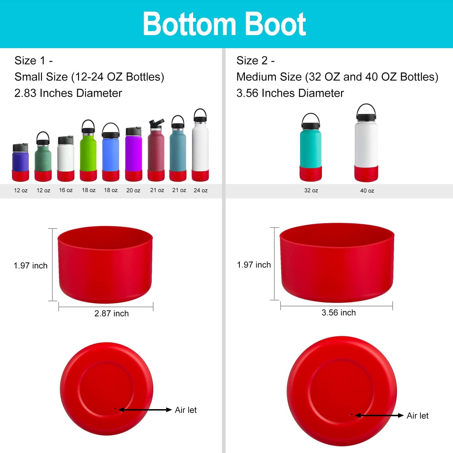 DBIW Boot for Hydro Flask 12-40 OZ Water Bottle/Stanley Tumbler, Bottom Boots for Hydroflask Sports Water Bottles, Silicone Bottom Cover Sleeve (Goji, Fits Stanley Cups + Hydro 12-24 oz)
