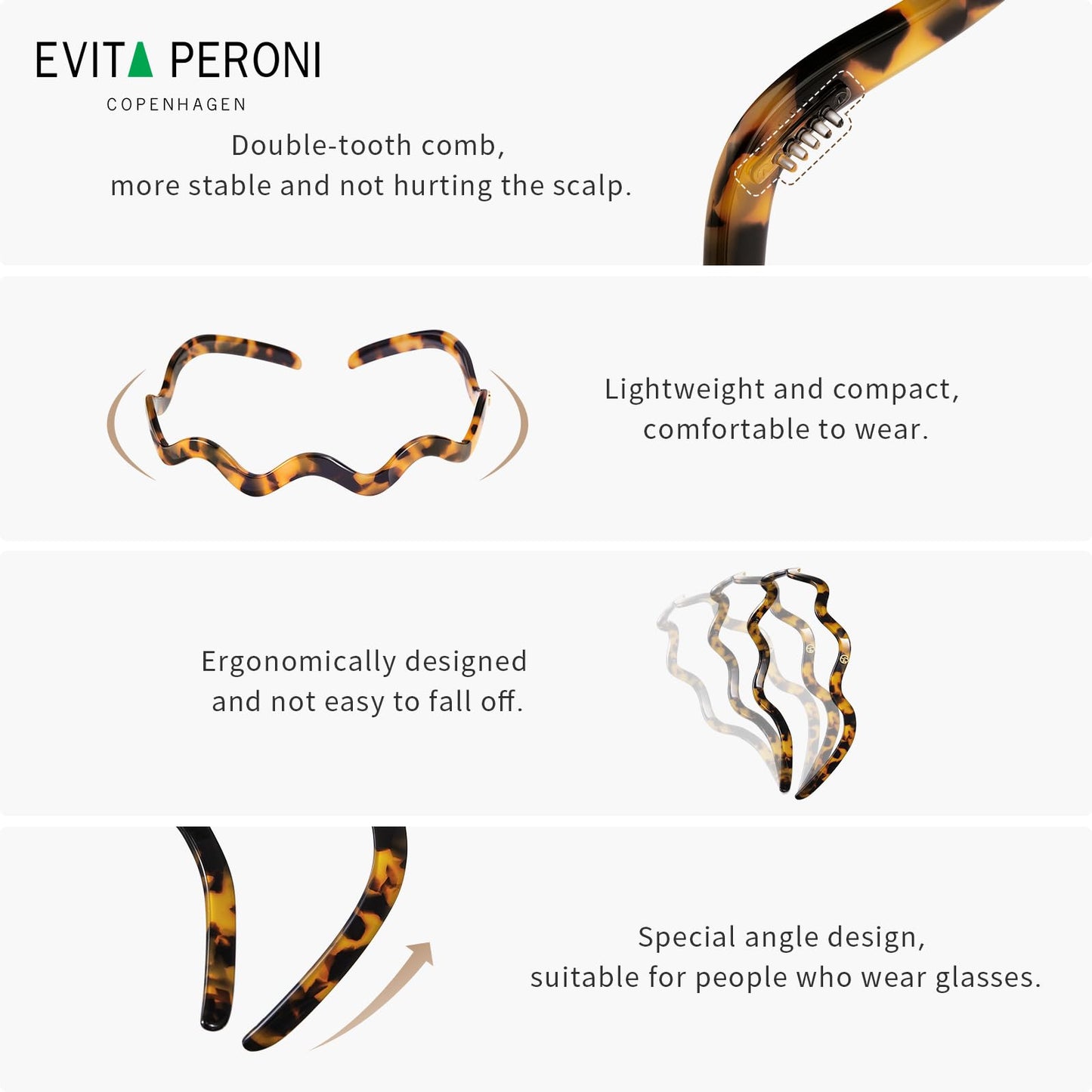EVITA PERONI Wavy Glasses Headband Hair Band Designed for Eyewear, Comfortable Headbands for Women Fashion Thin Headbands Non Slip No Pressure, No Headache