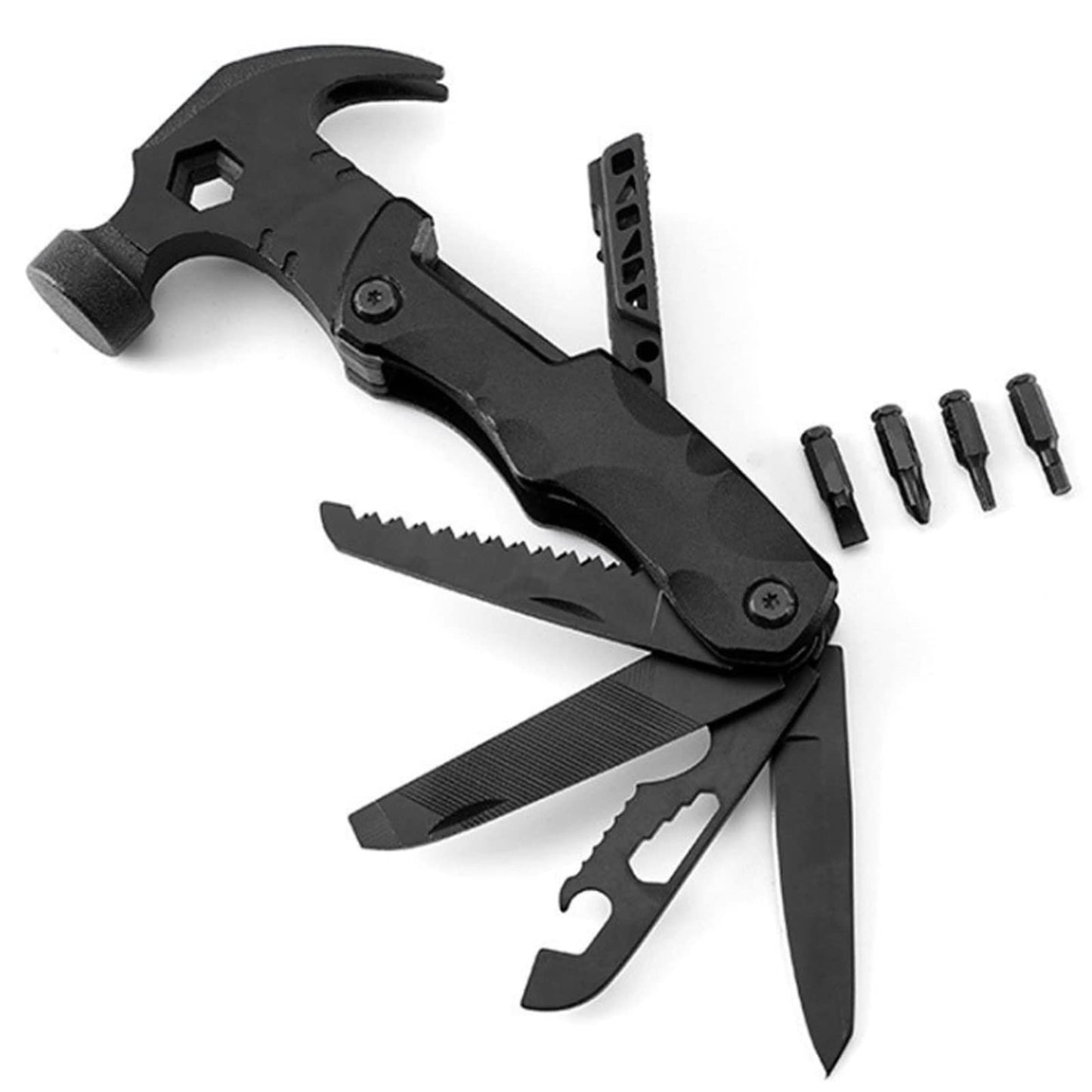 Multitool 9 in 1 Hammer Multifunctional Outdoor Hunting Kit Christmas Gifts for Emergency Unique Portable Escape,Travel,Family Mini Camping Gear Survival Tool for Dad Boyfriend Men,Black