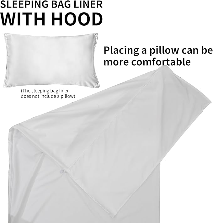 Sleeping Bag Liner for Warm Weather Seasons with Carry Bag - Protable,Lightweight and Skin-Friendly Sleeping Bag for Camping,Hiking and Backpacking.