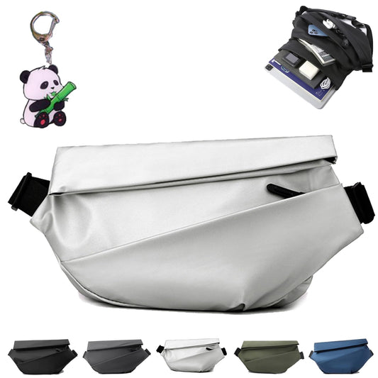 Obsidian Sling Bag, Stylish Crossbody Bag, Water-resistant Shoulder Bag, for Travel, Cycling, Sport, Hiking (Silver)