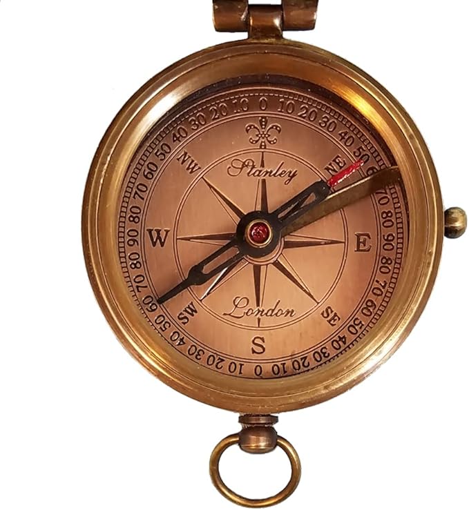 Stanley London Engraved Compass Personalized | Brass Pocket Compass Gifts for Men, Him, Son, Husband, Grandson, Boys | Engravable Antique Gift Compasses for Graduation, Baptism, Confirmation