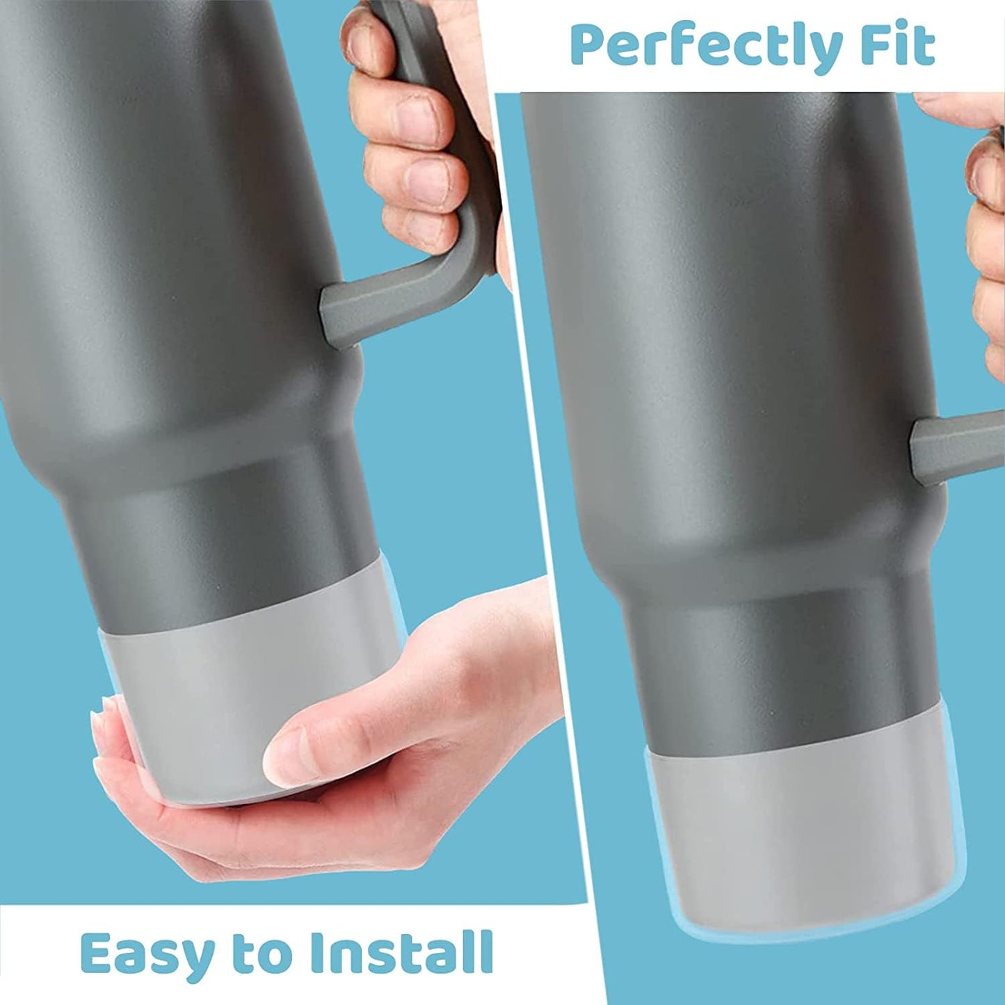 DBIW Boot for Hydro Flask 12-24 OZ Water Bottle/Stanley Tumbler, Bottom Boots for Hydroflask Sports Water Bottles, Silicone Bottom Cover Sleeve (Black-2 Pack, Fits Stanley Cups + Hydro 12-24 oz)