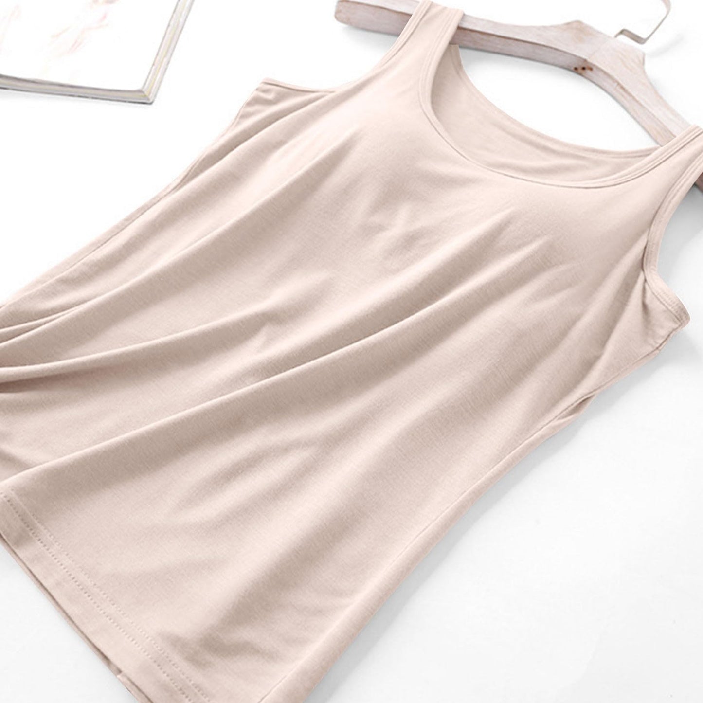 Prime The Day Deals Today 2024, Workout Top with Built in Bra, Tank Tops with Built-in Shelf Bras for Women Racerback Wide Strap Camisole Cotton Yoga Cami Tanks A-beige