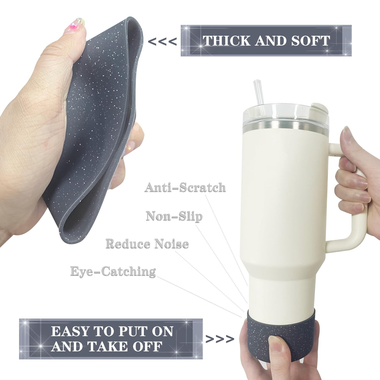 WORBSS Silicone Boot Sleeve Accessories for Stanley Cup H2.0 40oz Tumbler & Hydro Flask 18-24oz for Wide Mouth Water Bottles Protector Bottom Sleeve Cover Bumper As the Best Gfits for Your Trip