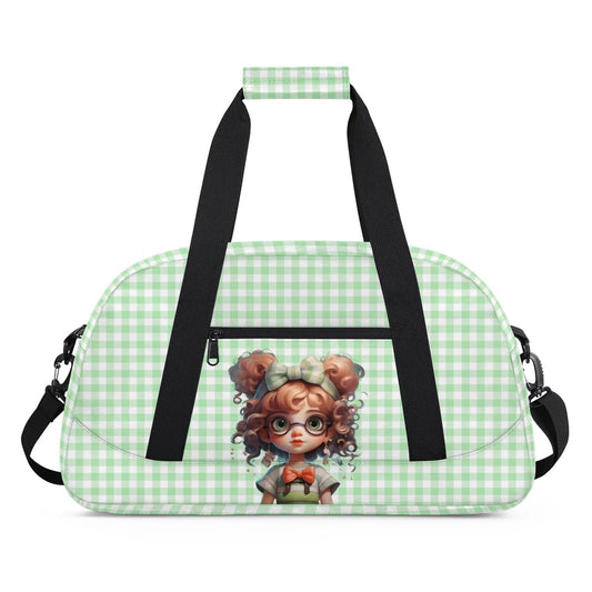 Gym Bag for Kids Girls, Cute Curly Hair Girls Small Duffel Bag with Padded Handles Carry On Weekend Travel Bag for School Practice Ball Games