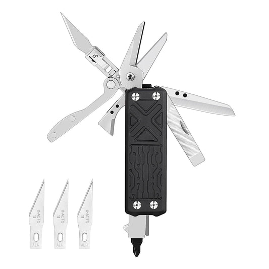 NexTool Pocket Tool E1, Pocket Knife Multi-Tool with Replaceable Folding Utility Knife, Dual Head Screwdriver and Scissors, Mini Multitool for EDC Carry, Engraving, Cutting and Repair, Small Multitool