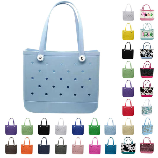 DORYSKS Beach Tote Bag, Extra Large Rubber Tote Bag Waterproof Washableable Tip Proof for the Beach Boat Pool Sports (Light Blue,Large)