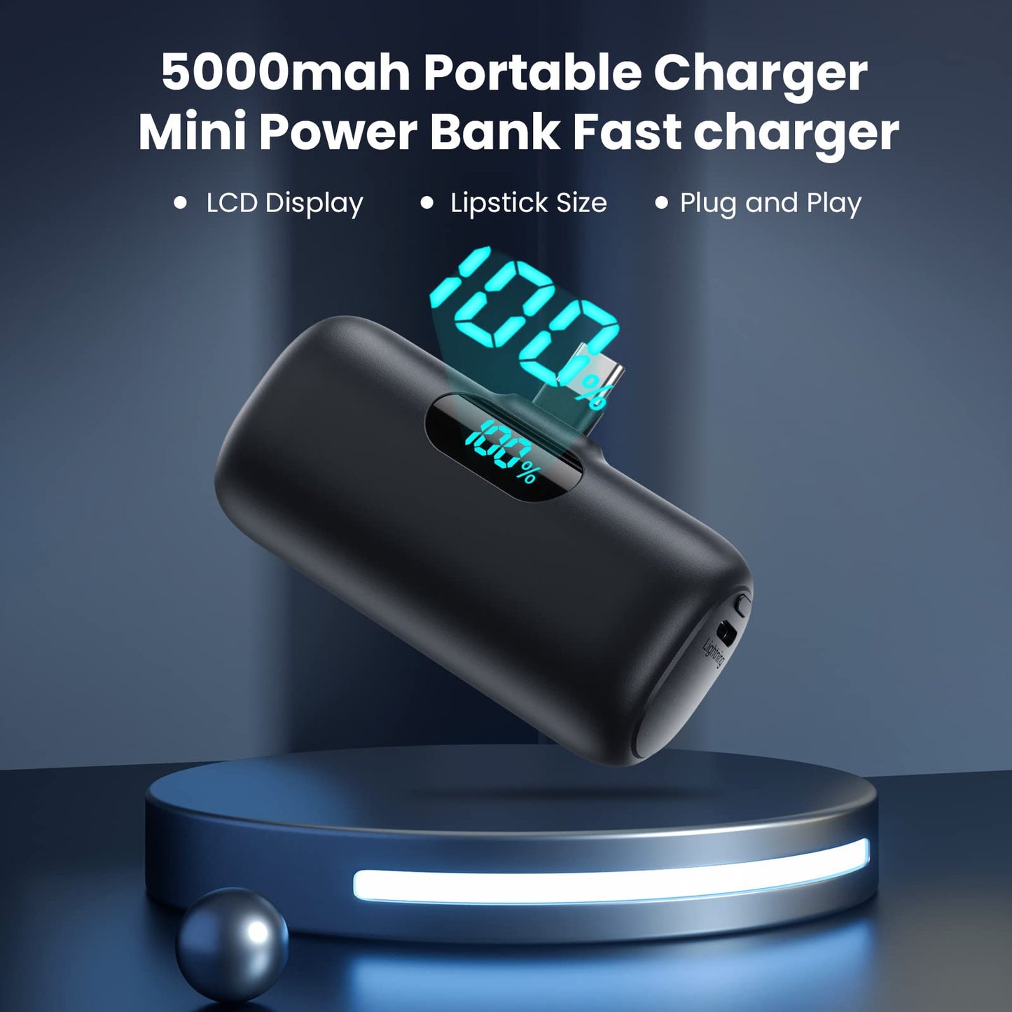 [2-Pack] Mini Portable Charger 5000mAh Power Bank,3A PD USB C Cell Phone Portable Power, LCD Display Battery Pack Compatible with iPhone 16/15/15 plus/15 pro/15 pro Max/Android/Samsung/Moto/LG etc