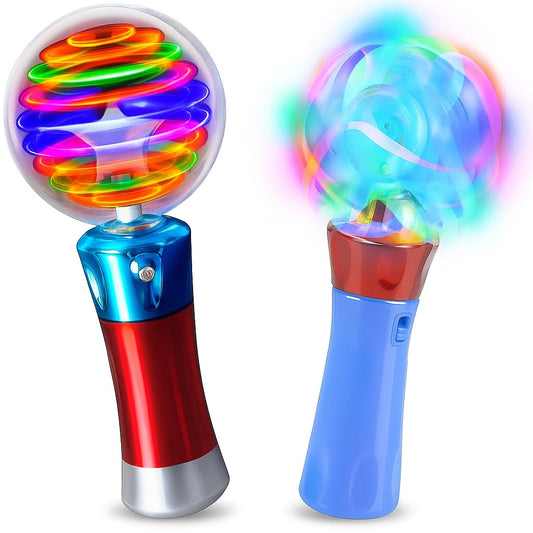 ArtCreativity Light Up Magic Ball Wand & Spinning Light Wand Set – LED Light Spinner Wands for Kids, Includes Flashing Light Up Spinner, Thrilling Colors, and Batteries Included