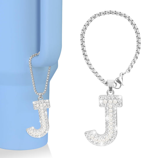 UBEEKOO Tumbler Accessories Compatible with Stanley Tumbler with Handle, Water Bottle Accessories for Stanley Cup 40/30oz with Diamond Glitter Charm, Bling Chain for Stanley Cup Accessories,J