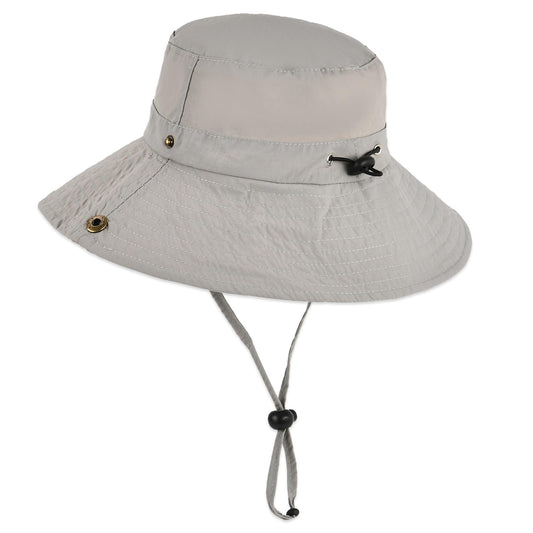 Kids Wide Brim Sun Hat Adjustable for Teen Youth Bucket Sun Protection UPF 50+ Safari Hat(Light Grey,58cm/8-14y)