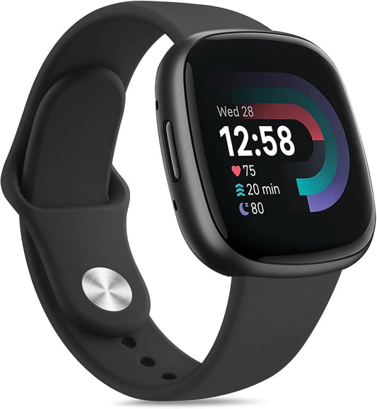 Vancle Bands Compatible with Fitbit Versa 4 / Versa 3 Bands Women Men, Fitbit Sense 2 / Sense Bands, Soft Silicone Replacement Bracelet Strap for Fitbit Versa 4/ Sense 2 Smart Watch (Large, Navy Blue)