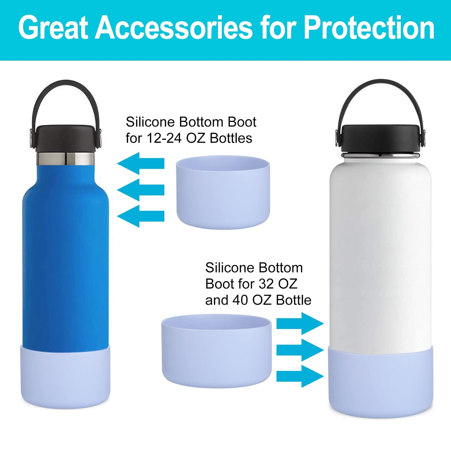 Boot for Hydro Flask 12-40 OZ Water Bottle/Stanley Tumbler, Bottom Boots for Hydroflask Sports Water Bottles, Silicone Bottom Cover Sleeve (Fog, Fits Stanley Cups + Hydro 12-24 oz)