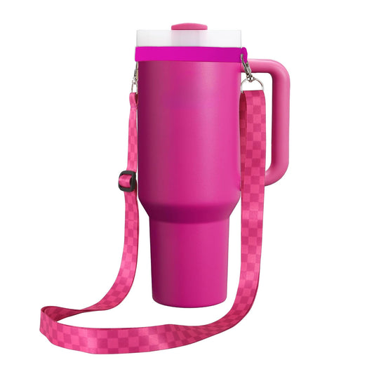 Water Bottle Holder with Adjustable Strap 30-59", Compatible with Stanley 40/30 oz Tumbler, Owala Water Bottle, Hydroflask, YETI and More, Water Bottle Carrier for Stanley Cup Accessories, Fuchsia