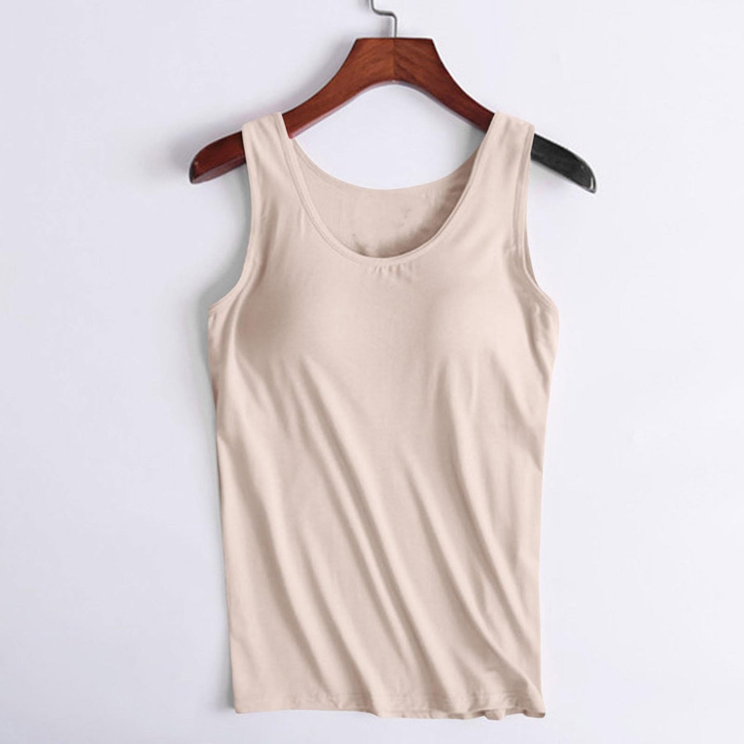 Prime The Day Deals Today 2024, Workout Top with Built in Bra, Tank Tops with Built-in Shelf Bras for Women Racerback Wide Strap Camisole Cotton Yoga Cami Tanks A-beige