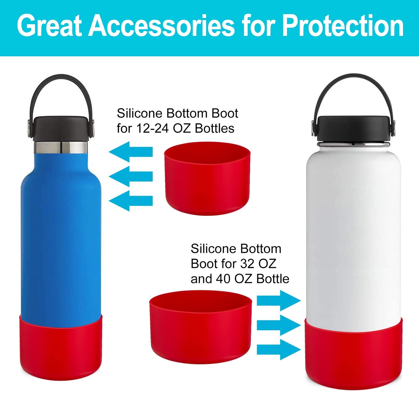 DBIW Boot for Hydro Flask 12-40 OZ Water Bottle/Stanley Tumbler, Bottom Boots for Hydroflask Sports Water Bottles, Silicone Bottom Cover Sleeve (Goji, Fits Stanley Cups + Hydro 12-24 oz)