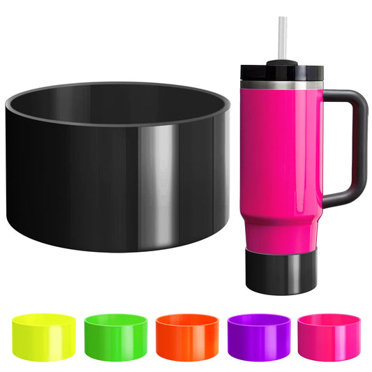Neon Protective Silicone Boot for Stanley Cup 20-40oz, Hydro Flask 12-24oz & Simple Modern 20-40oz, Antislip Sleeve Cover Neon for More Tumblers & Water Bottles with 2.8-2.95" Base, Neon Black
