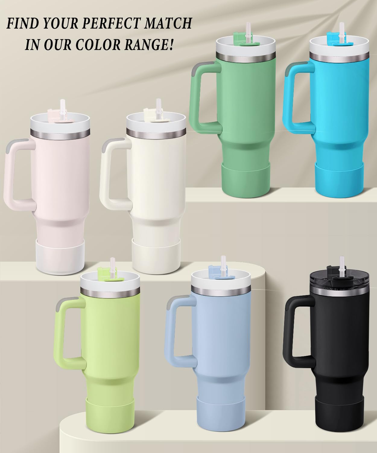 2-Pack Silicone Boot for Stanley Tumbler 40 oz 30oz 20oz & Hydro Flask 12-24oz - Cup Boot for Select Yeti, Simple Modern, Owala Water Bottle - Bottom Protector Cover Sleeve Fit Stanley Cup Accessories