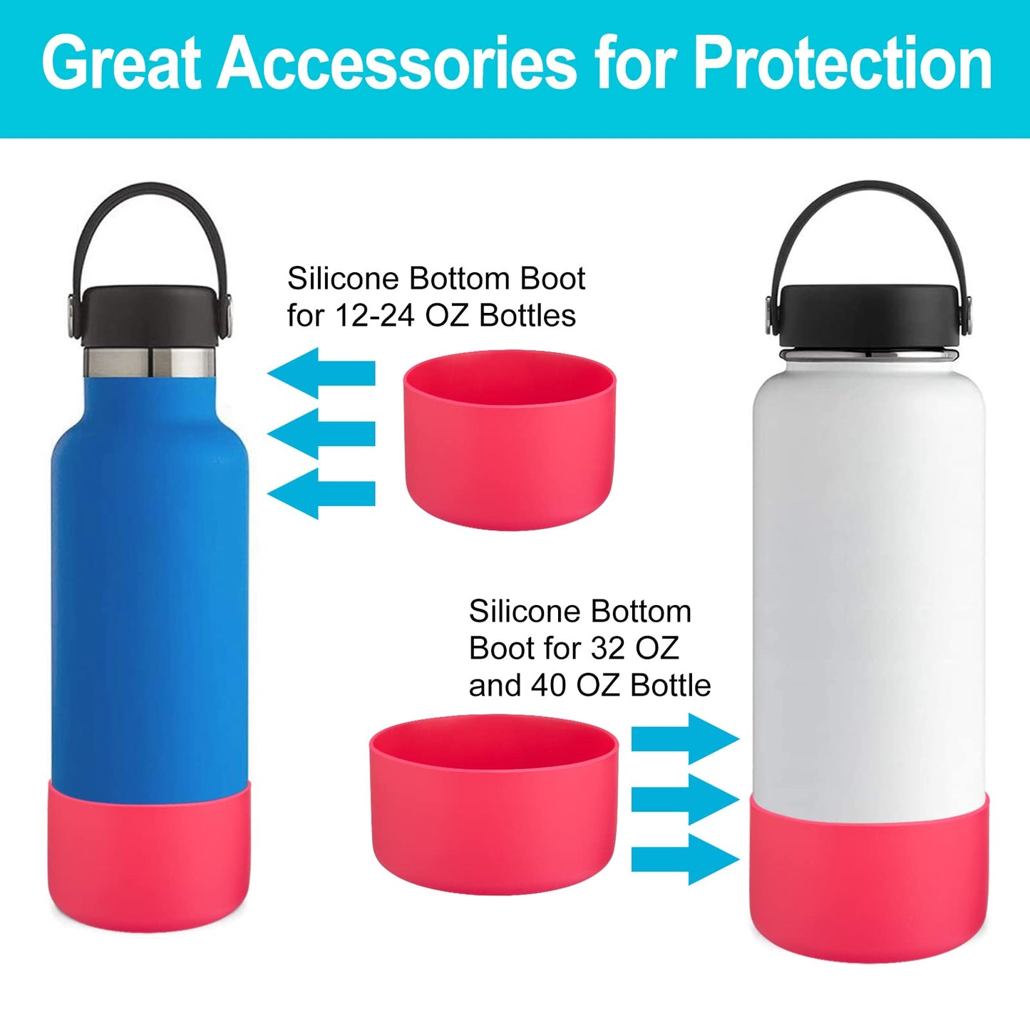 DBIW Boot for Hydro Flask 12-24 OZ Water Bottle/Stanley Tumbler, Bottom Boots for Hydroflask Sports Water Bottles, Silicone Bottom Cover Sleeve (Watermelon, Fits Stanley Cups + Hydro 12-24 oz)