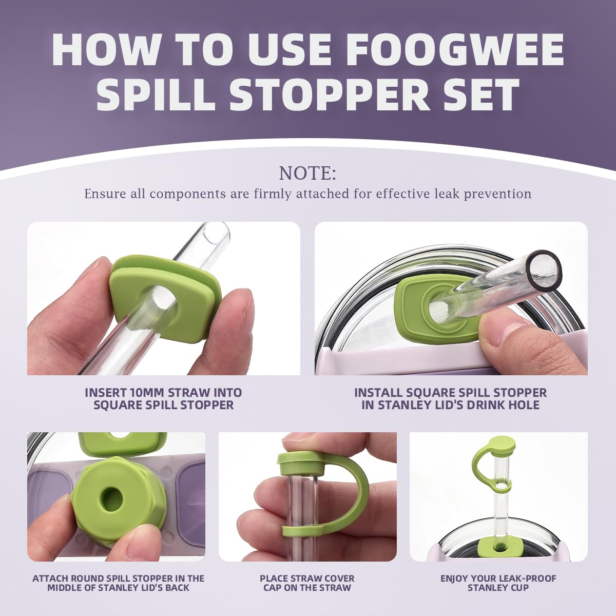 Silicone Spill Stopper Sets for Stanley 40/30 oz Quencher H2.0&1.0 Tumbler with Handle, Cup Accessories with Straw Cover Caps, Leak Stoppers, Spill Stoppers for Stanley Cup Lid(6Pcs Version 1.0&2.0)