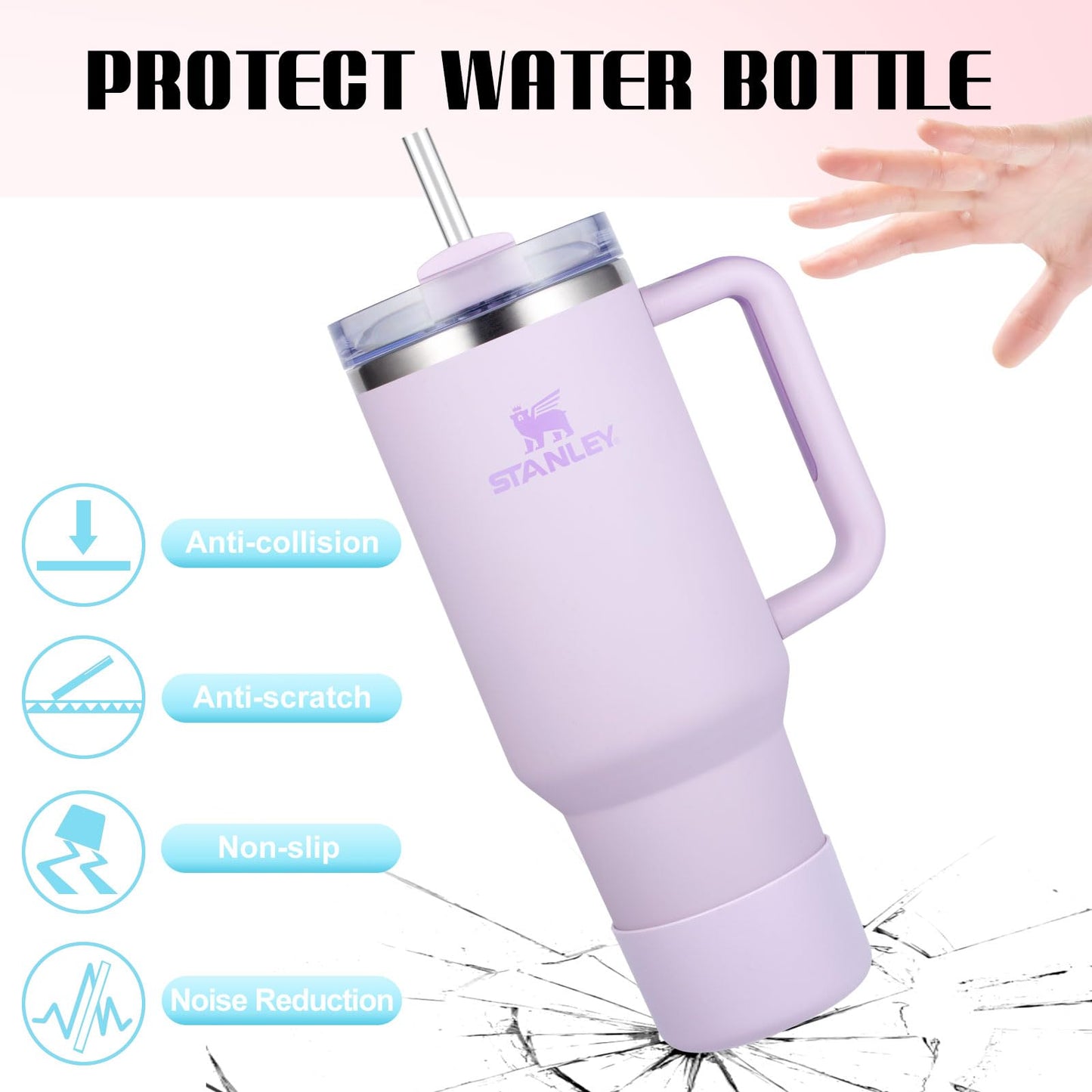 DBIW Boot for Hydro Flask 12-24OZ Water Bottle/Stanley Tumbler 40OZ, Bottom Boots for Hydroflask Sports Water Bottles, Silicone Bottom Cover Sleeve (Orchid, Fits Stanley Cups + Hydro 12-24 oz)