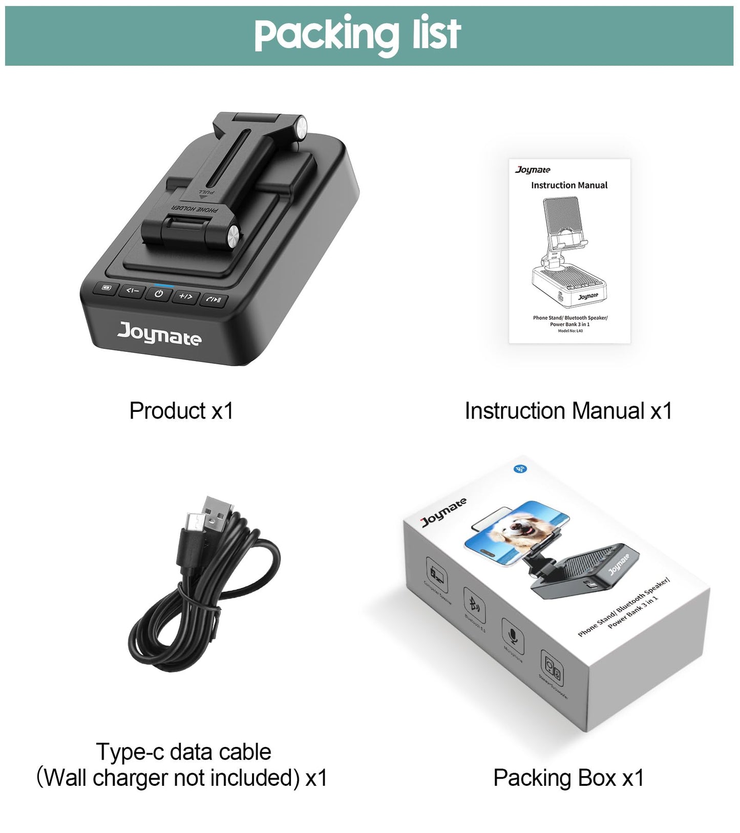 Joymate Gifts for Men Women, Phone Stand with Bluetooth Speaker and Charging Function 360° Rotable Angel Adjustable Cell Phone Holder with HD Stereo Sound Fits All Phones,Tablet (Black)