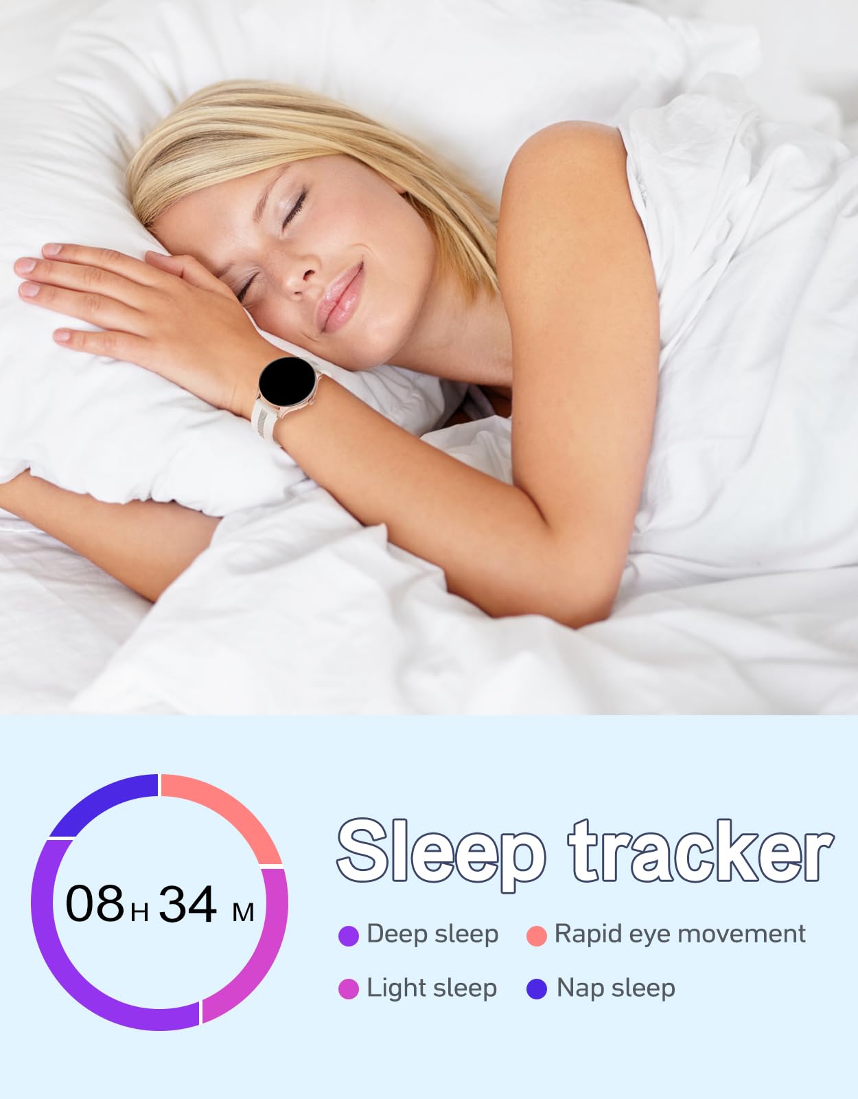 HUAKUA Smart Watches for Women Men (Answer/Make Calls) Compatible with iPhone/Android Phones, Round Smartwatch Fitness Tracker with Heart Rate Monitor Sleep/Steps Tracker Waterproof (Starlight/Gold)