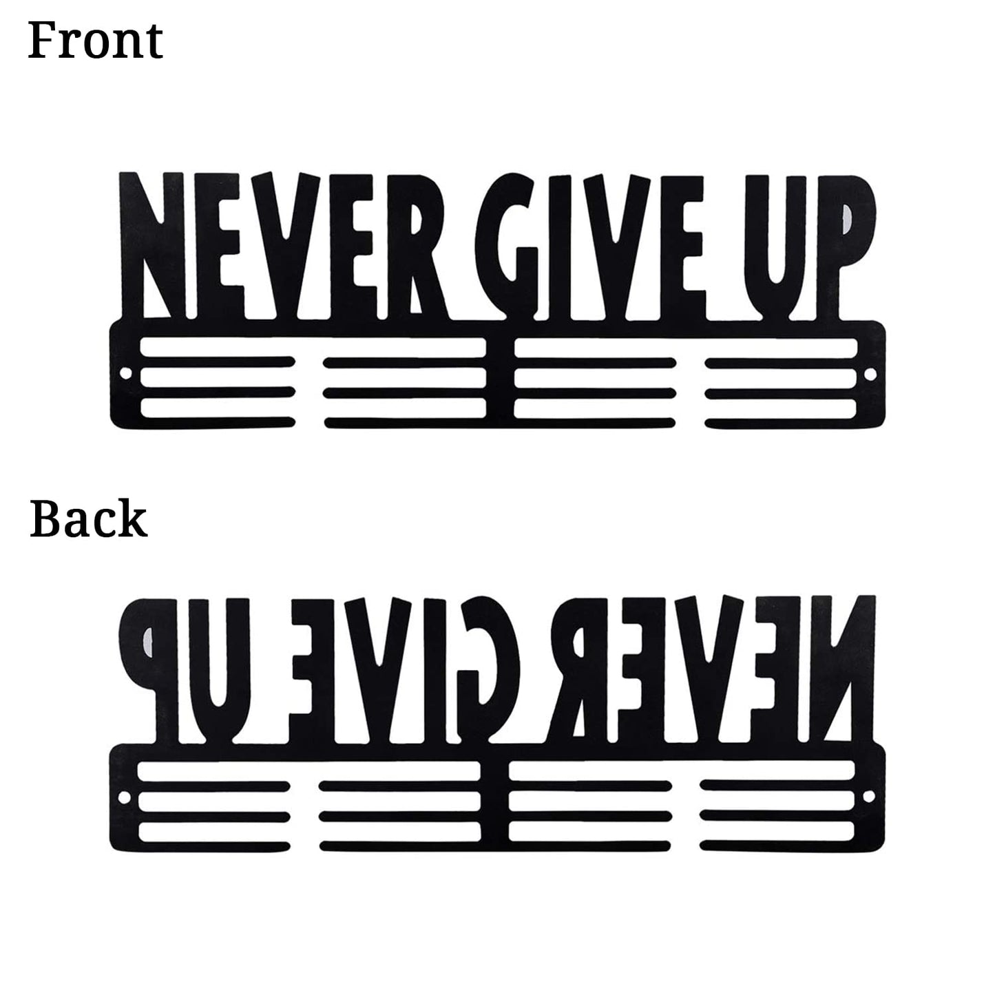 SEHAZ ARTWORKS Medal Hanger Display | Medal Holder Display | Medal Display Hanger | Medal Holder Wall (Holds Upto 30-40 Medals) NeverGiveUp Black