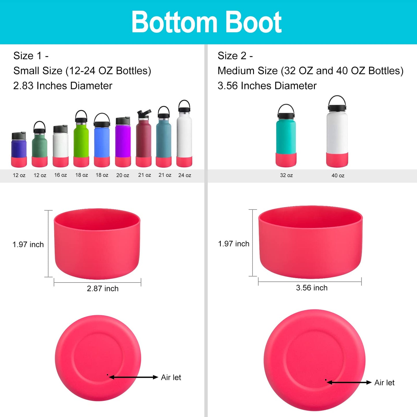 DBIW Boot for Hydro Flask 12-24 OZ Water Bottle/Stanley Tumbler, Bottom Boots for Hydroflask Sports Water Bottles, Silicone Bottom Cover Sleeve (Watermelon, Fits Stanley Cups + Hydro 12-24 oz)