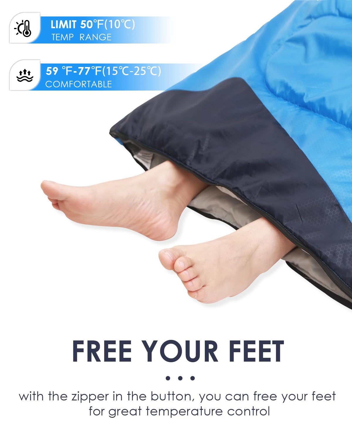 Sleeping Bag for Kids Adults Boys Girls Youth, Cold&Warm Weather, Backpacking Ultralight Lightweight Compact Waterproof for Camping Hiking - (Summer, Spring, Fall) - 50 Degree