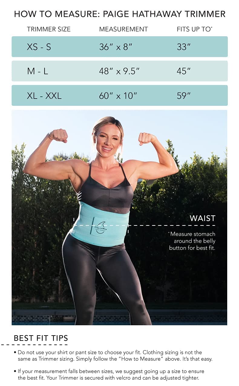 Sports Research Sweet Sweat 'Pro-Series' Waist Trimmer (Paige Hathaway Edition) with Adjustable Velcro Straps (Blue, XS-S)