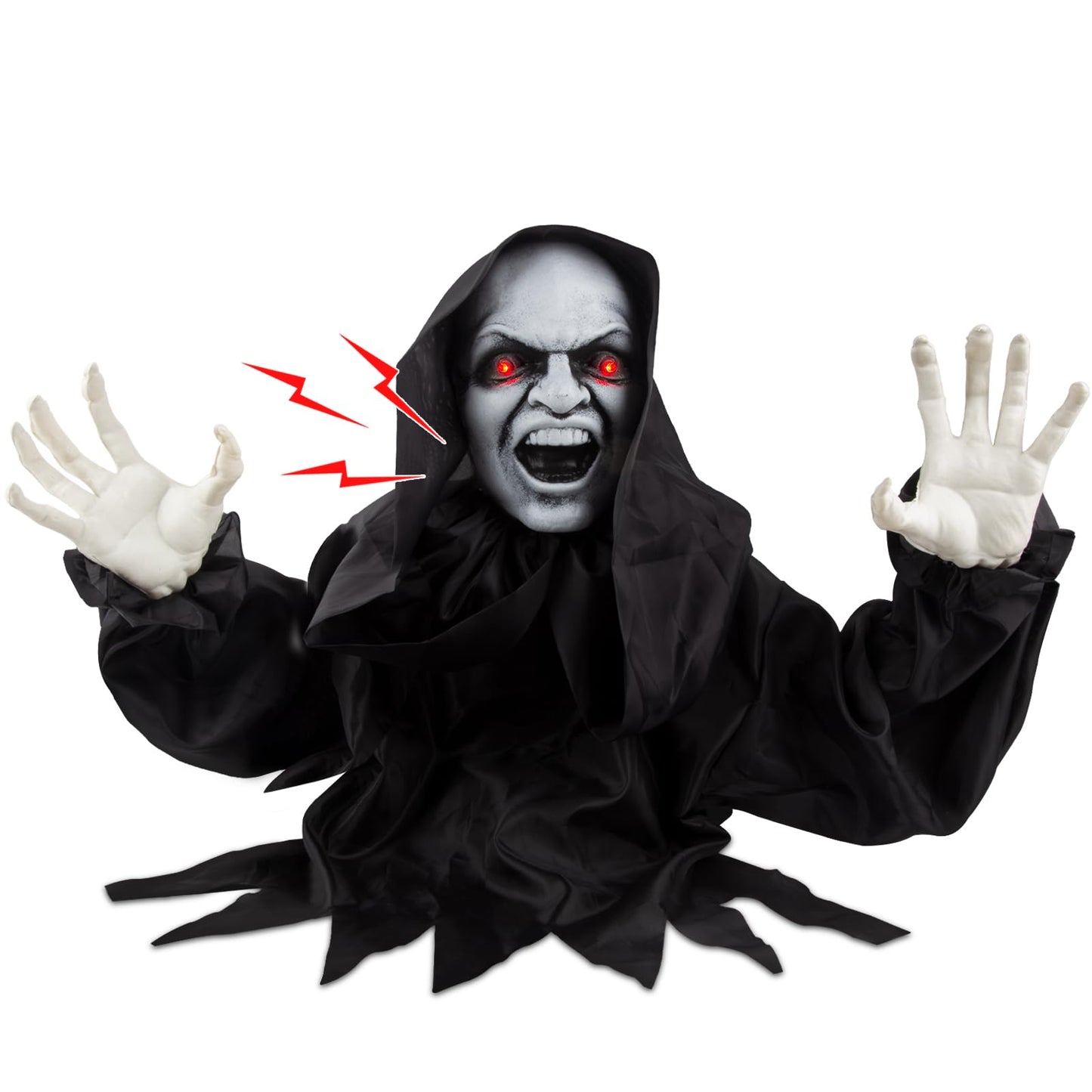 Halloween Animatronics Decorations - Scary Grim Reaper with Sound Activated, Creepy Sound, Light Up Eyes, Scary Motion for Halloween Indoor/Outdoor Yard Lawn Decoration, Haunted House Props