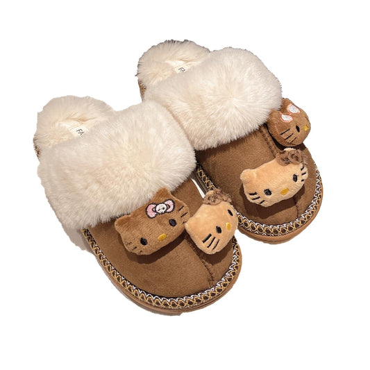 Wauoemy Fuzzy Slippers for Women Girls,Cute Fluffy House Shoes Warm Christmas Birthday Gift for Daughter Wife Girlfriend Bestie Brown 5.5