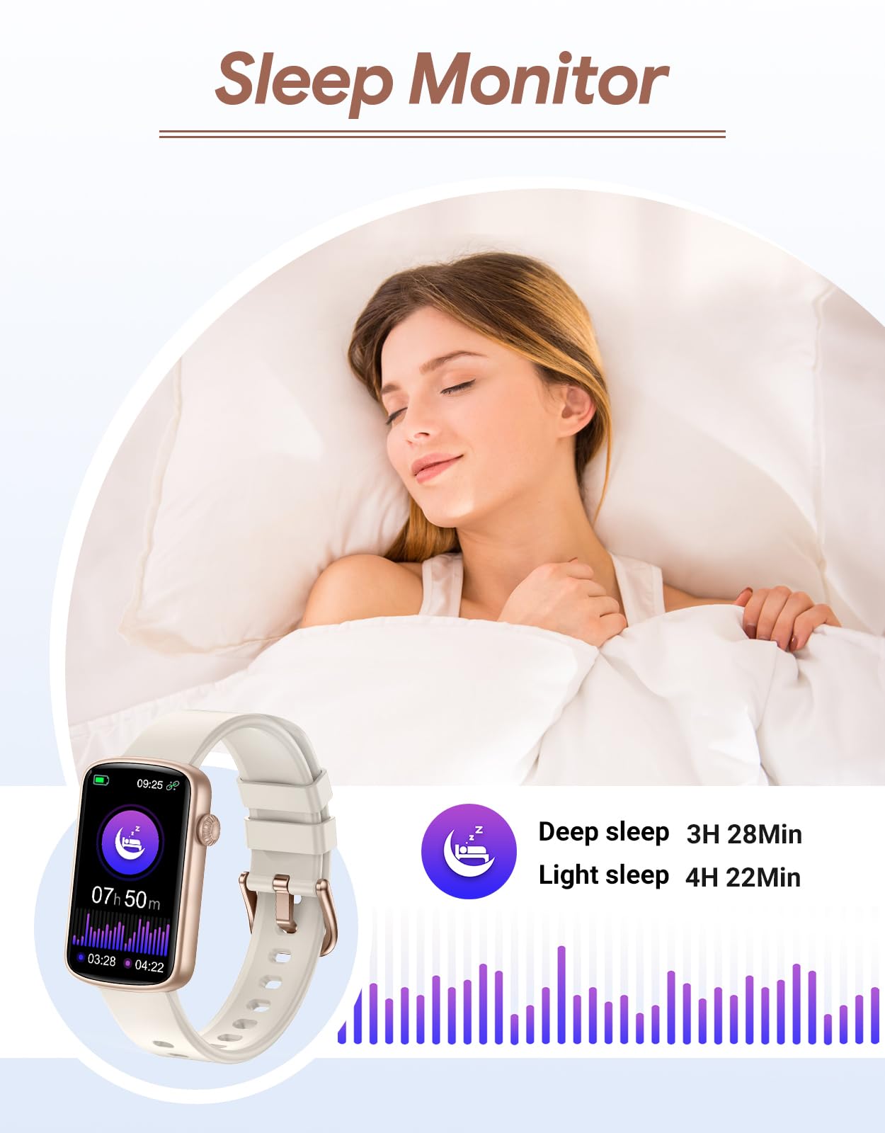 RUIMEN Fitness Tracker, Fitness Watches for Women Men with Heart Rate Monitor Blood Oxygen Sleep Tracker Pedometer, 1.47" Smart Watch Step Calorie Counter for Android iOS IP68 Waterproof (Starlight)