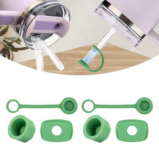 Silicone Spill Stopper Sets for Stanley 40/30 oz Quencher H2.0&1.0 Tumbler with Handle, Cup Accessories with Straw Cover Caps, Leak Stoppers(6Pcs Version 1.0&2.0) (Jade)