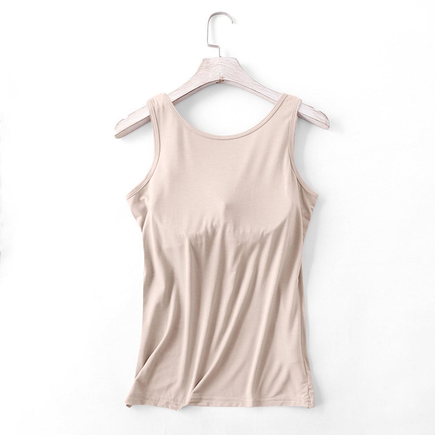 Prime The Day Deals Today 2024, Workout Top with Built in Bra, Tank Tops with Built-in Shelf Bras for Women Racerback Wide Strap Camisole Cotton Yoga Cami Tanks A-beige