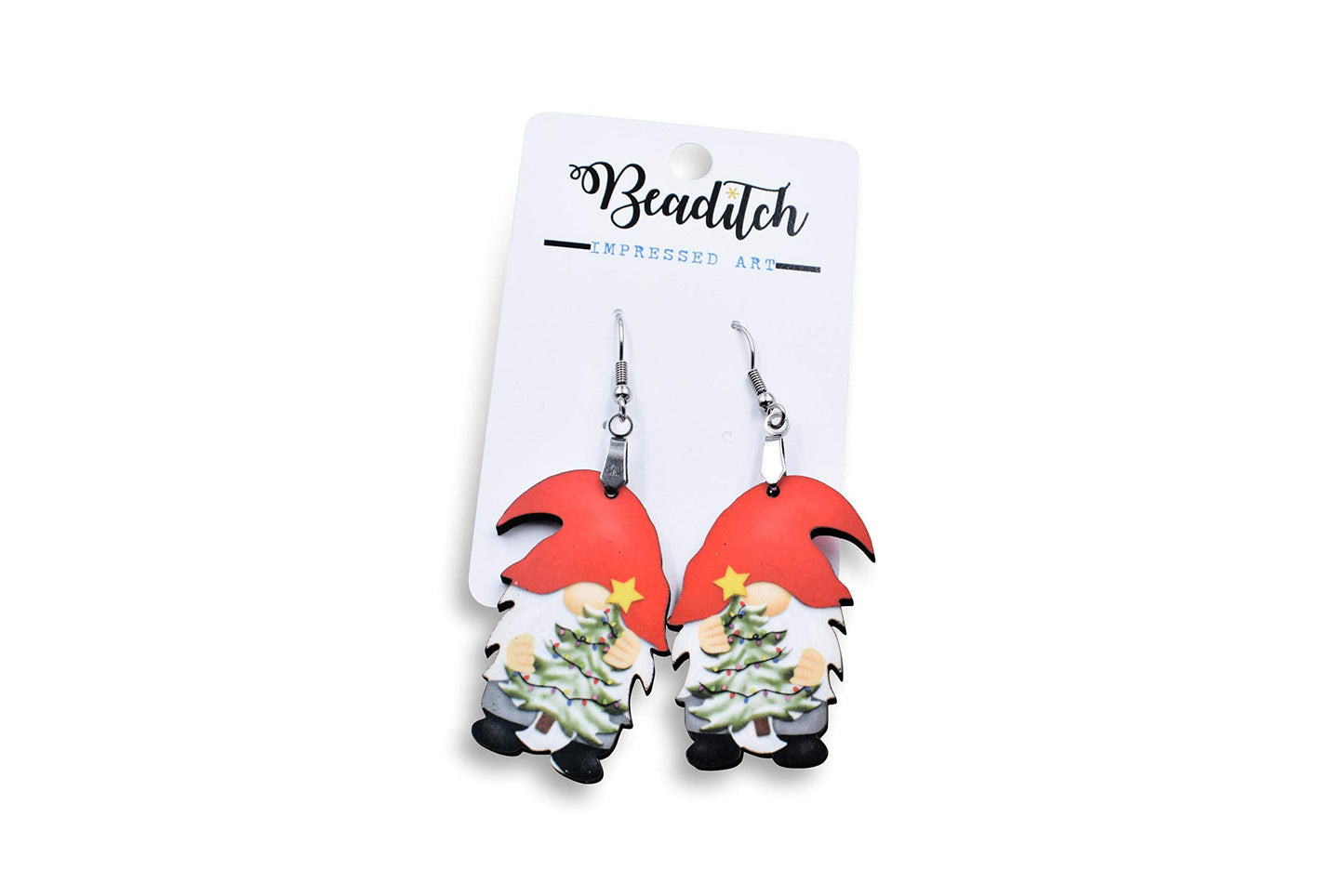 Holiday Gnome Earrings - Christmas Tree Earrings