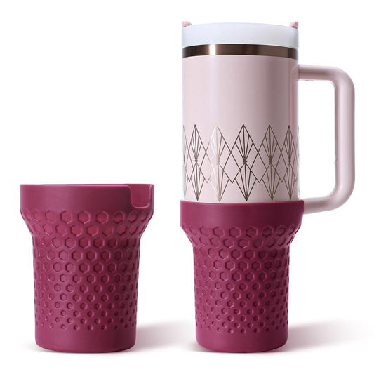 Thxbag Silicone Boot for Stanley Cup 30 oz, Purple Neon Boot Sleeve Cover Fit with Stanley H2.0 and Quencher Adventure Tumbler Accessories (Dark Purple, 30oz&20oz)