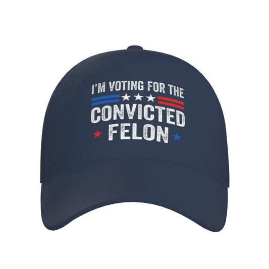 feirel I'm Voting for The Convicted Felon Baseball Caps for Women Men Adjustable Cute Funny Navy Blue Hats for All Season